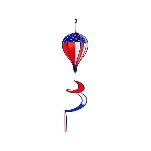 1 PC 43" Patriotic American Flag & Eagle Hot Air Balloon Wind Spinner Twister, Outdoor Hanging Windmill Decor for Garden Lawn Yard, Memorial Day, and Veterans Day Decorations(Red)
