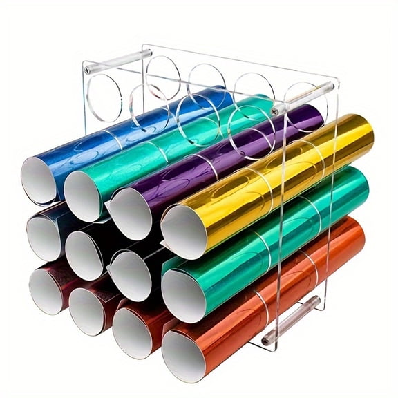 1 PC Acrylic Vinyl Roll Storage Rack, 16 Holes Wrapping Paper Holder High Capacity Lightweight Sturdy Vinyl Storage Organizer Painting Storage Rack for Craft Art Room