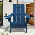 thumbnail image 1 of JUSTLET Outdoor Patio Chair with 2 Cup Holder, HDPE Folding Adirondack Chair, Navy Blue, 1 of 11