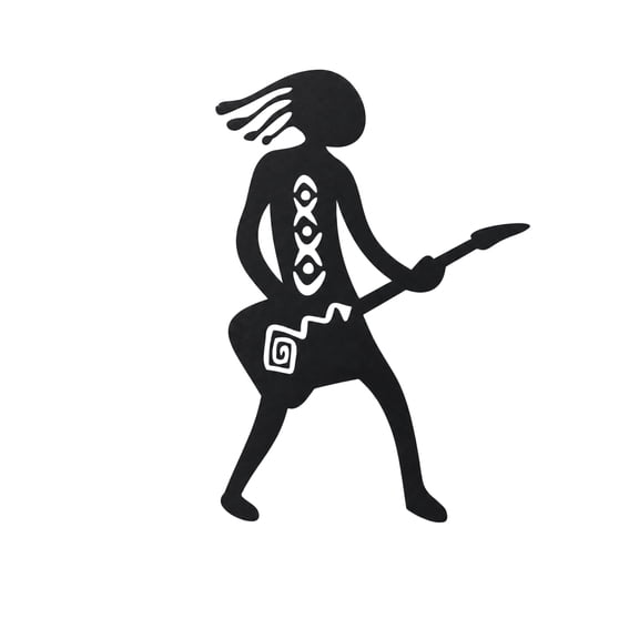 1 PC African Metal Wall Art Black Guitar Player Silhouette Bohemian Wall Hanging Decor Tribal Ethnic Boho Black Art Wall Decor for Living Room Bedroom Indoor Outdoor 9.84x13.77 in