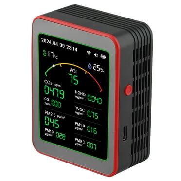 1 PC Air Quality Monitor, 15-in-1 for Smart Air Quality Tester, Real Time Display MT29 Black