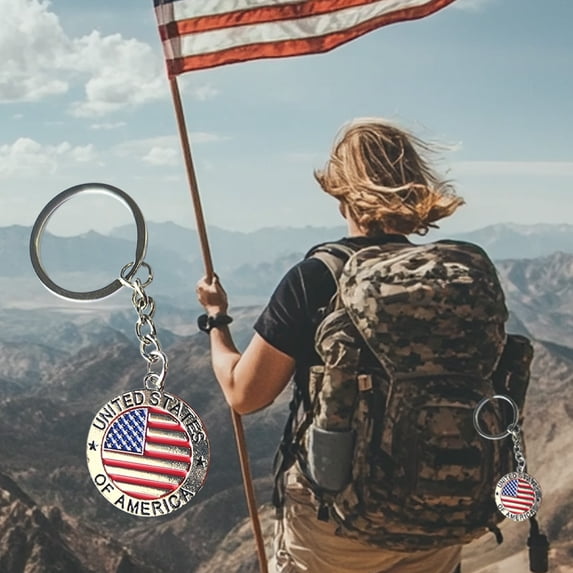 1 PC American Flag Keychain, Patriotic US Keyring, Souvenir Gift for 4th of July, Labor Day, and Veterans' Day Festivities