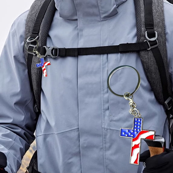 1 PC American Flag Keychain, Patriotic US Keyring, Souvenir Gift for 4th of July, Labor Day, and Veterans' Day Festivities