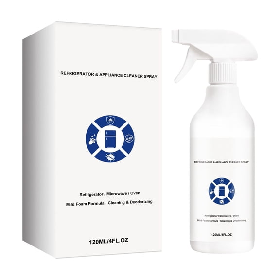1 PC Appliance Refrigerator Cleaner, 120ML Spray Multi Surface Kitchen Degreaser Odor Eliminator Rinse Free Solution, for Microwave, Oven, Freezer Home Care(Multicolor)