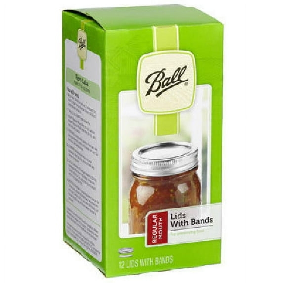 1 PC,Ball 30000 Regular Mouth Jar Canning Bands with Lids, 12-Pack