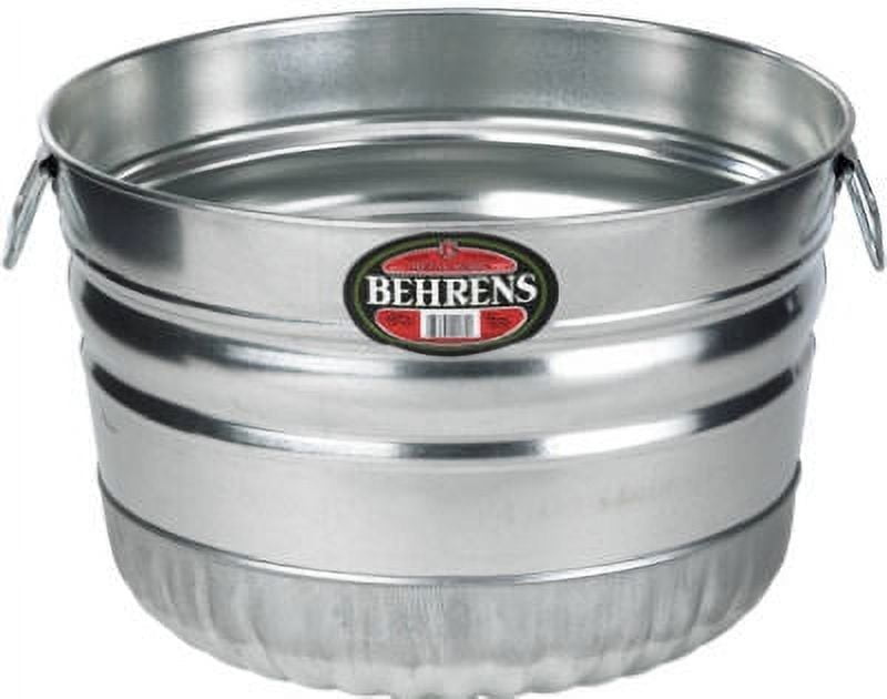 Vintage Galvanized Steel Round Bushel Basket with Sturdy Handles