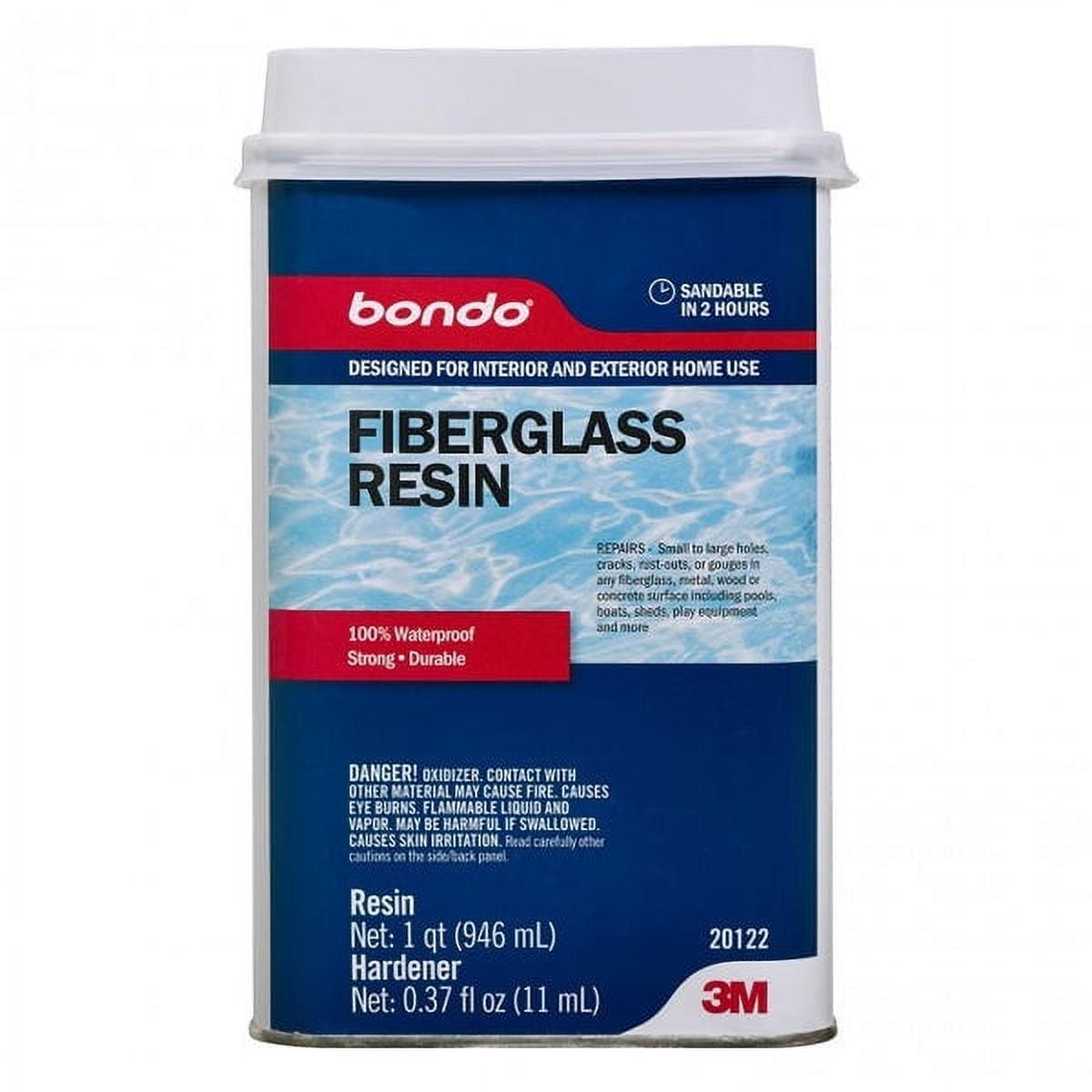 Bondo AllPurpose Fiberglass Resin, Waterproof, Suitable for Glass, Metal, and Wood 1 Quart