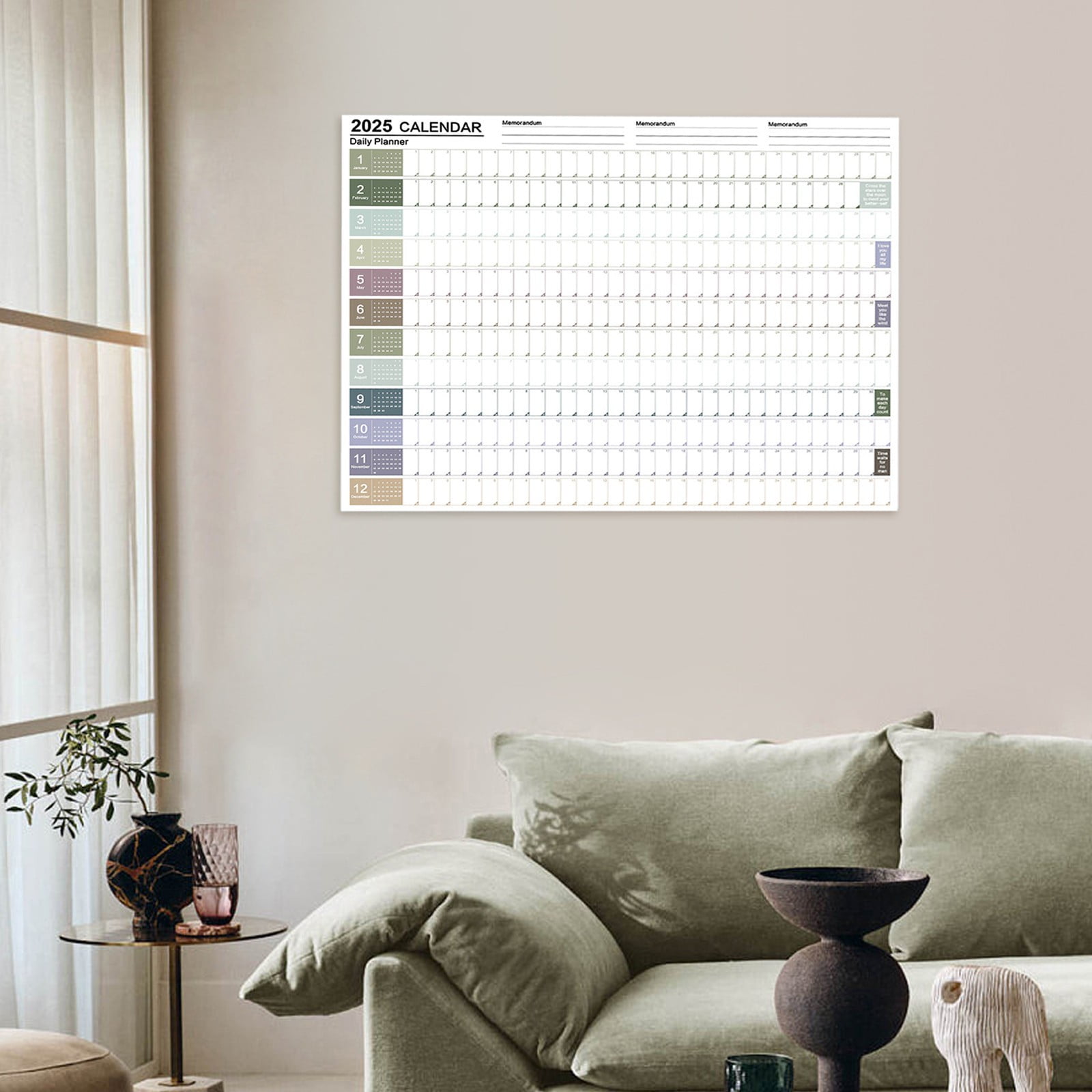 1 PC Calendar+1 PC 4 Stickers+1 PC Double-Sided Sticker Year Planner ...