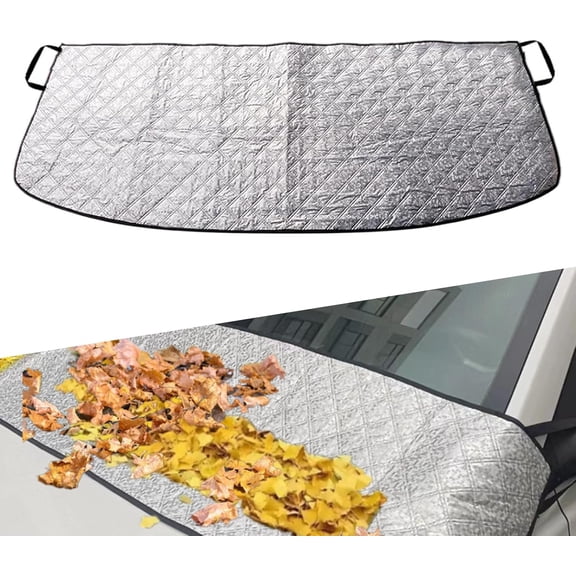 1 PC Car Front Windshield Rain Trough Protection Cover, 66.9" x 17.7" Wiper Dust Frost Proof Cover for All Seasons, Adsorption Non-Destructive Installation Cover, Universal for Cars (Silver)