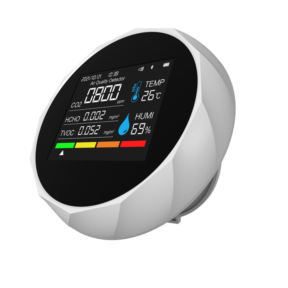 1 PC Carbon Dioxide Detector Air Quality Monitor 6 in 1 Connected(Black, White)