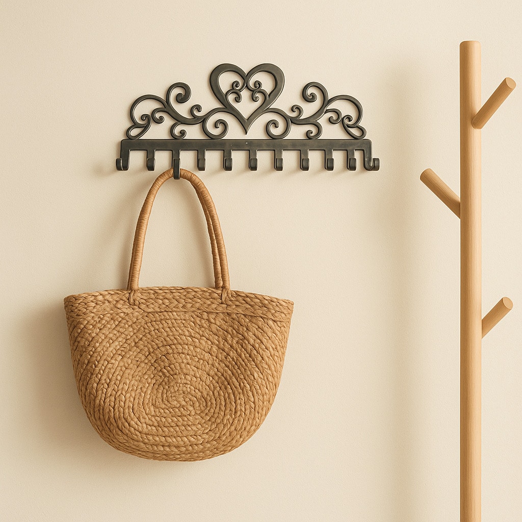 1 PC Chic Vintage Heart-Shaped 10-Hook Rust-Resistant Metal Key Holder ...