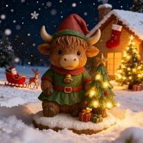 1 PC Christmas Highland Cow Night Light Figurine - Cute LED Christmas Desktop Decor for Holiday Ambiance, Decorative Accent Living Room, Bedroom, Study Desk, Bedside Table, Bookshelf