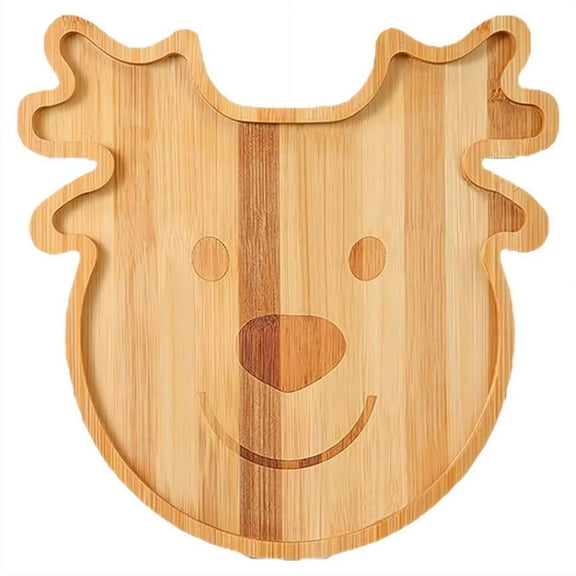 1 PC Christmas Serving Platter, Reindeer Shaped Wooden Tray for Cheese, Cookies & Snacks, Decorative Charcuterie Board for Holiday Parties & Winter Gatherings