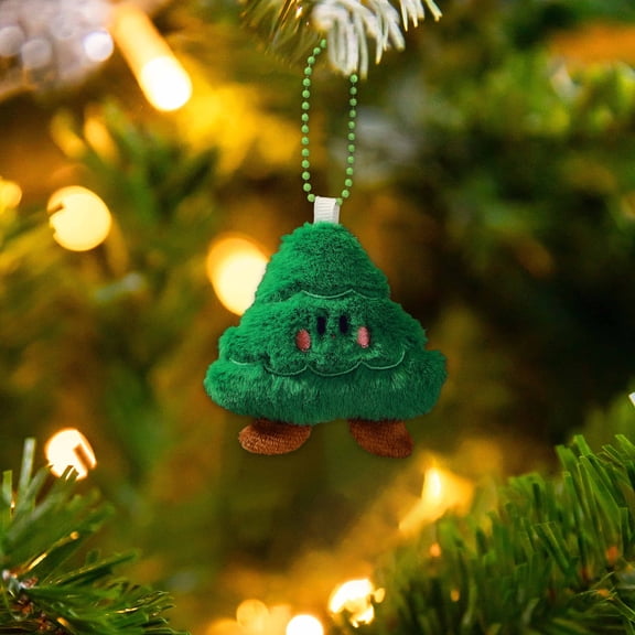 1 PC Christmas Tree Ornament Fabric Plush Cute Xmas Tree Hanging Decoration Doll Christmas Tree Keychain Suitable for Home Wall Window Door Home Garden Gift DIY