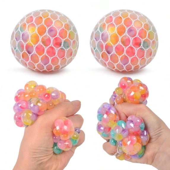 1 PC Colorful Mesh Grape Stress Balls Squeeze Color Change For Stress Relief And Hand Exercise RANDOM COLOR 1 PC