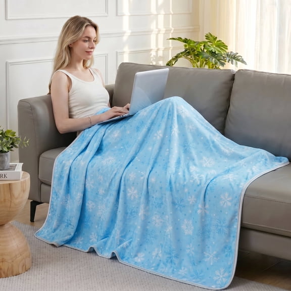1 PC Cool and breathable summer lightweight blanket,Soft and comfortable,Nap blanket,Air blanket,Cooling blanket,Daily practical gift blanket,Light Blue,Queen