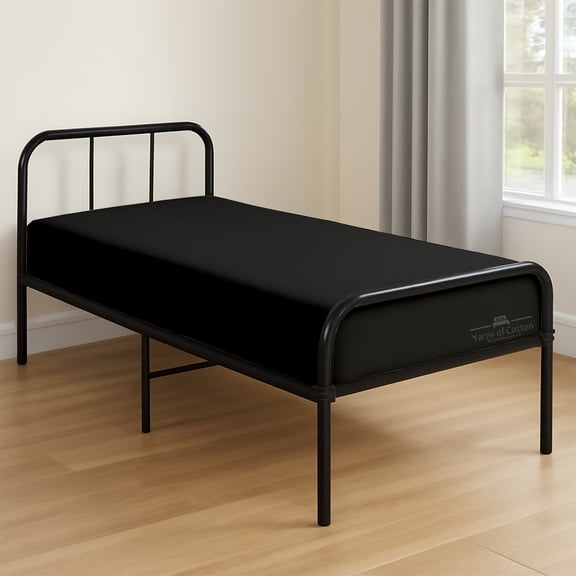 1 PC Cot fitted sheet Size 25" x 75" Fitted Sheet, Made of Egyptian Cotton, Perfect for Camp Bunk Bed / RVs / Guest Bed'sBlack