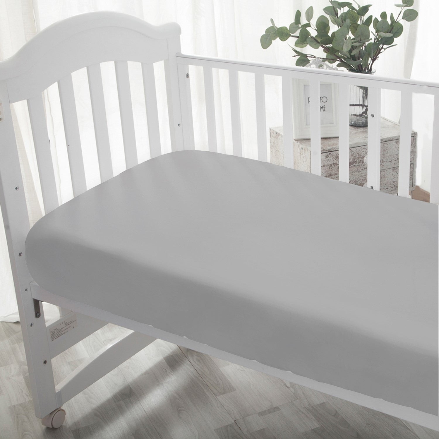 1 PC Cotton Fitted Sheets for Standard Crib Mattress & Toddler Bed Mattress Crib Fitted Sheet (Light Grey, 28x52x8 Inch Drop)