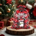 thumbnail image 1 of 1 PC Cotton Medium Christmas Drawstring Candy Treat Bag Buffalo Plaid Christmas Fabric Goody Gift Pouch Reusable Gift Wrapping Bag Holiday Party Favors, 1 of 6