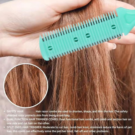 1 PC Double Sided Hair Thinning Razor Comb, Hair Cutting Tool for Men Women Ki*ds, Professional Barber Styling Scissor for Layering Texturizing Trimming Home Use