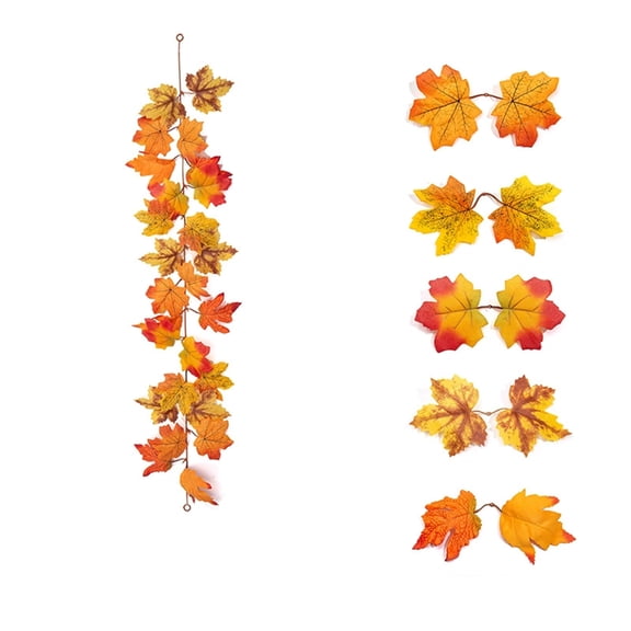 1 PC Fall Garland - Artificial Autumn Maple Leaves Garland Hanging Vine, 6.6Ft Fall Decor for Home Vines Hanging Plants Colorful Christmas Garlands Wedding Party (D)