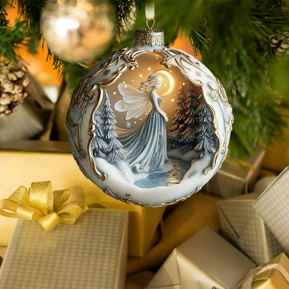 1 PC Flat Acrylic Christmas Tree Ornament Hanging Decoration, Exquisite Angel Pendant Christmas Souvenir for Home Party Xmas Tree