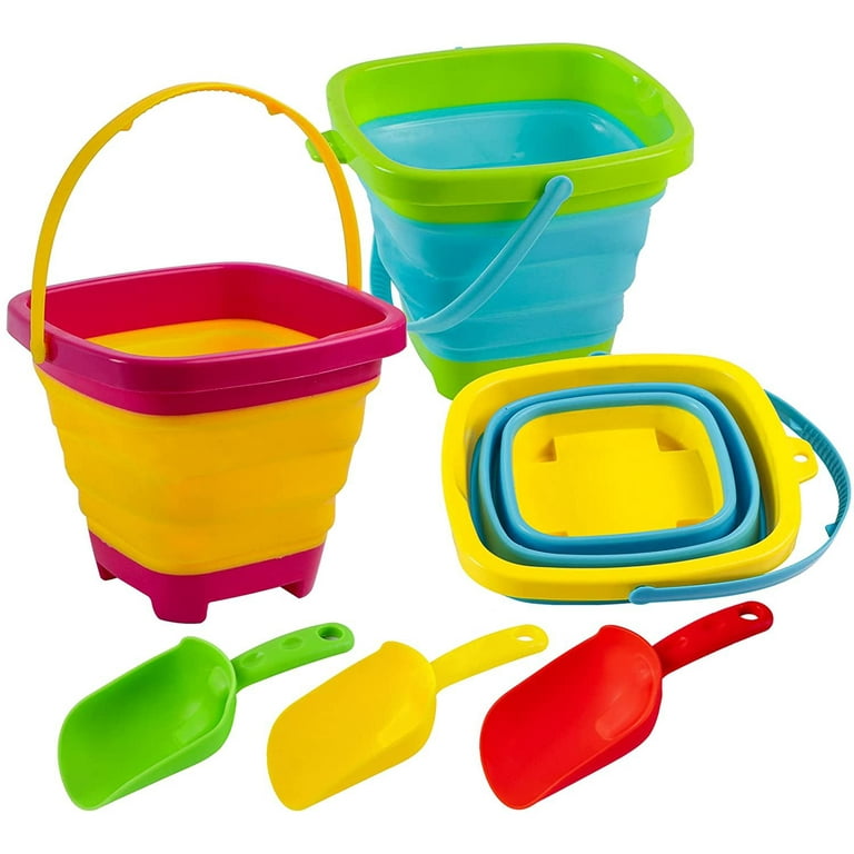 1 PC Foldable Buckets with 1 Shovels Sand Bucket Water Bucket Sandbox  Square Summer Party Foldable Pail Bucket Silicone Collapsible Bucket Kids  Beach