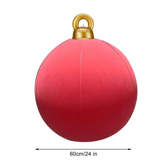 1 Pcs Giant Velvet Christmas Inflatable Ball Ornament - 24 Flocked PVC Blow-Up Xmas Bauble for Outdoor & Indoor Holiday Decor, Perfect for Lawn, Yard, Tree, Porch Decoration