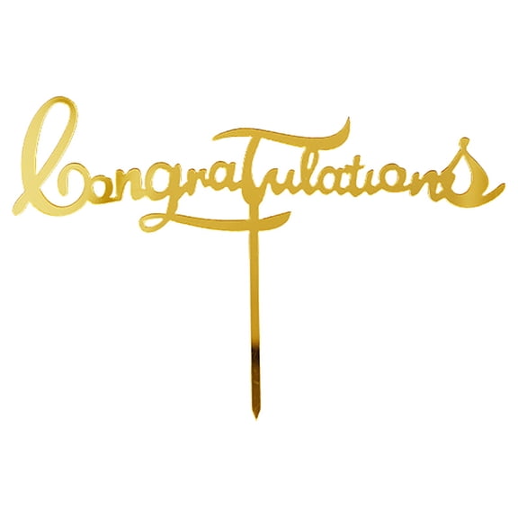 1 PC Gold Acrylic Congrats Cake Topper, Multipurpose Celebration Decor for Graduation, Birthday, Wedding, Anniversary, Engagement & Retirement Party