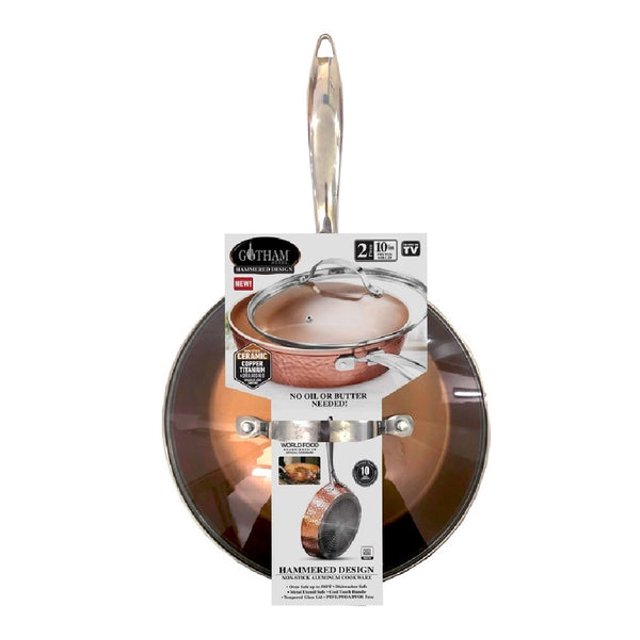 1 PC,Gotham Steel 2619 Ceramic Copper Pan with Lid, 10 Inch