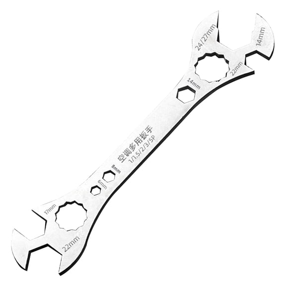 1 PC HVAC Service Wrench Multi-Function Tool, Multi-Size 17mm 22mm 24mm 27mm Air Conditioner Flare Nut Wrench for Ductless Mini Split Installation and Heat Pump Repair