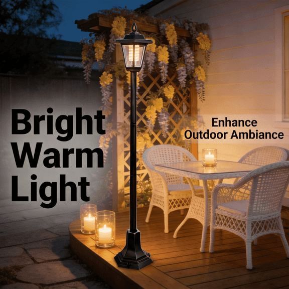 DJGIFI Solar Garden Pathway Driveway Light Vintage Adjustable Height Auto on/off Warm White LED