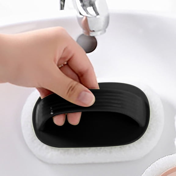 1 PC Handheld Cleaning Scrub Brush with Ergonomic Handle, Reusable Scouring Sponge Cleaner for Tile Bathtub Sink Bathroom Kitchen