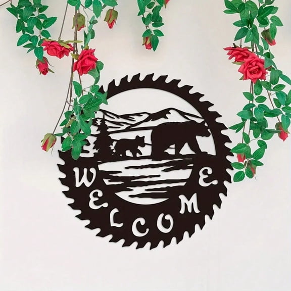 1 PC High quality black metal home decor bear welcome decoration, indoor living room bedroom available, can be used as a beautiful personalized gift for animal lovers