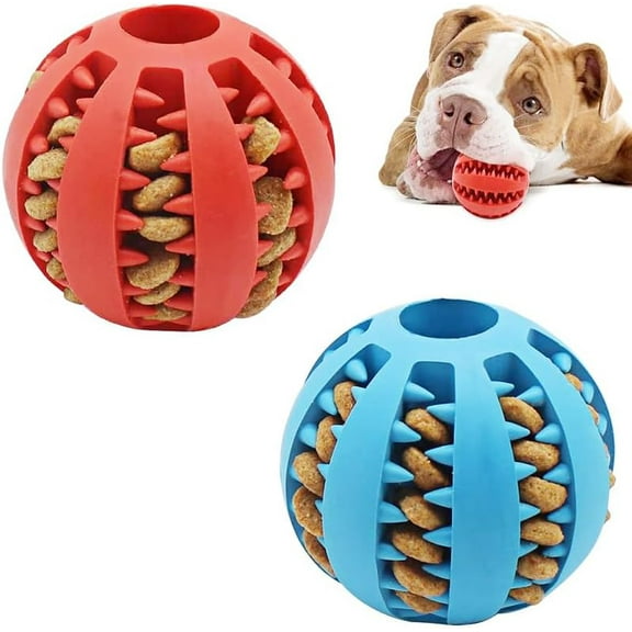 1 PC Interactive Dog Toy Ball Dog Pet Food Treat Feeder Chew Tooth Cleaning Durable Puppy Ball(7cm)