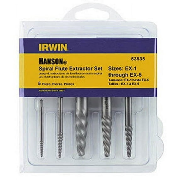 1 PC,Irwin Tools 53535 Hanson Spiral Flute Screw Extractor Set, 5-Piece