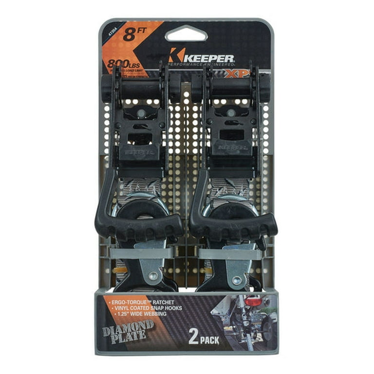 1.25 in. x 8 ft. Diamond Plate Ergo-Torque Ratchet Tie Down (2-Pack)
