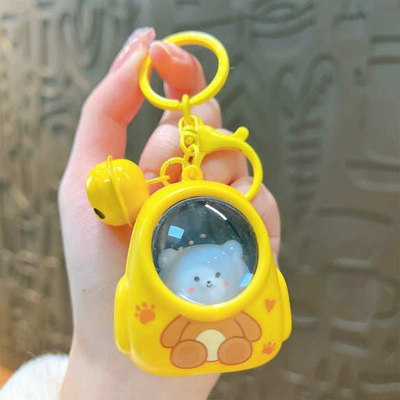 1 PC Keychain Flashlight, Cartoon Key Holder with Bell Ornament, Keychain Accessories, Pet Backpack Light Up Keyring, Cute Keychain for Bag Purse Wallet