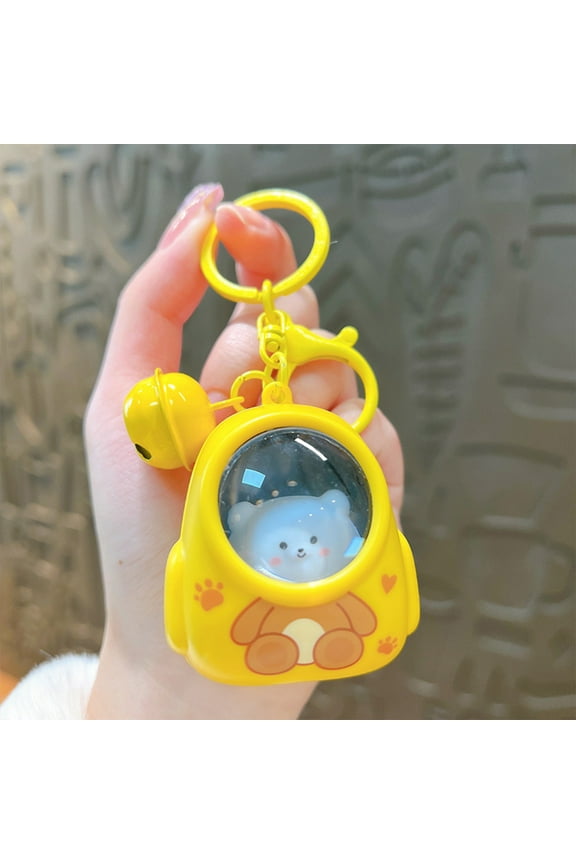 1 PC Keychain Flashlight, Cartoon Key Holder with Bell Ornament, Keychain Accessories, Pet Backpack Light Up Keyring, Cute Keychain for Bag Purse Wallet