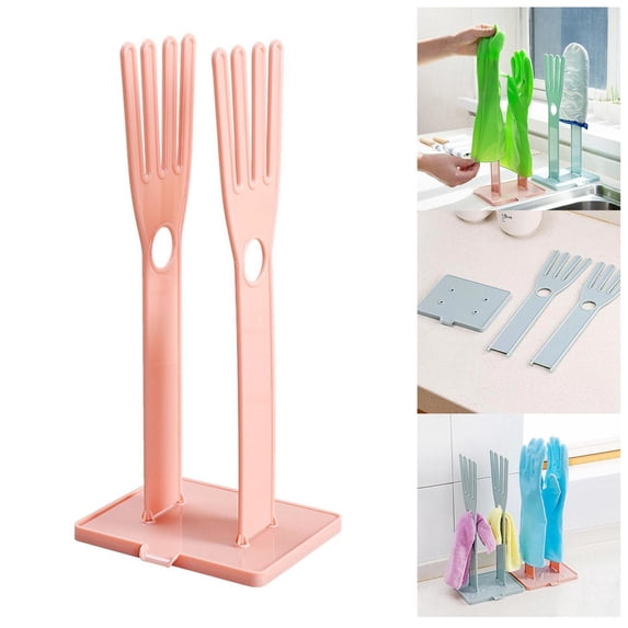 1 PC Kitchen Glove Holder Kitchen Glove Stand Holder Rubber Glover Drying Dryer Rack Reusable Rubber Glove Clothes Drying Rack for Dish Gloves and Rags,Creative Kitchen Tool (Pink)