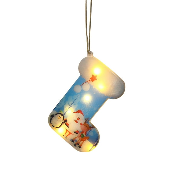 1 PC LED Christmas Tree Ornament Plastic 2D Light Up Christmas Hanging Ornaments Xmas Stocking Hanging Decoration with Light for Christmas Winter Wonderland Decorations