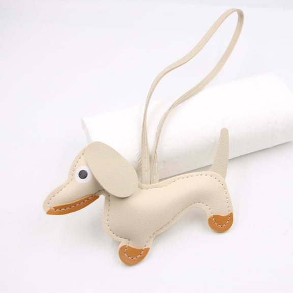 1 PC Leather Dachshund Bag Pendant Cute Dog Shaped Keychain Handmade Stuffed Puppy Bag Charm for Tote Purse Backpack