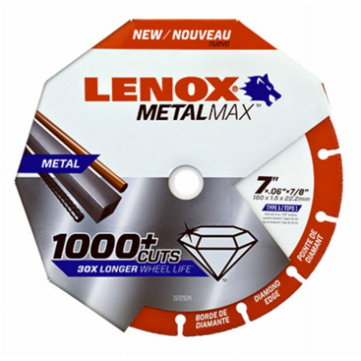 1 PC,Lenox 1972924 Metalmax Angle Grinder Diamond Edge CutOff Wheel, 7