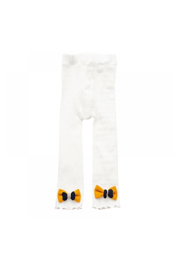 1 PC Little Baby Girls Ankle Length Knit Footless Tights Bowknot Design with Ruffle