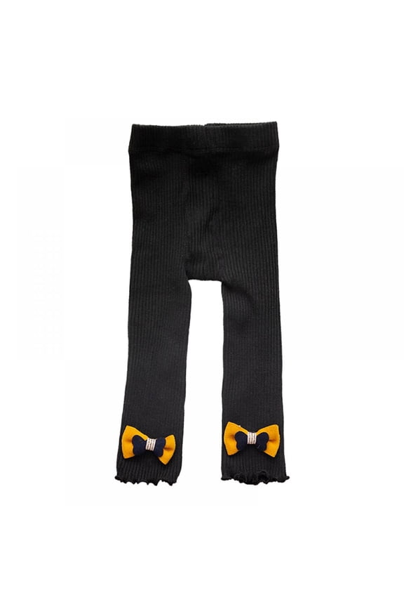 1 PC Little Baby Girls Ankle Length Knit Footless Tights Bowknot Design with Ruffle