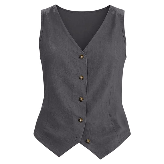 1 PC Loose Tank Tops for Women Color Block Short Sleeveless V-Neck Cotton Linen Cape Vest Sleeveless Tops for Women