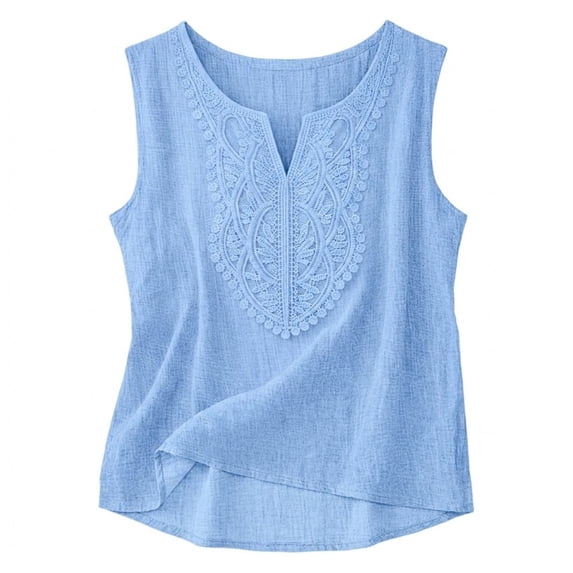 1 PC Loose Tank Tops for Women Cotton Linen V-Neck Sleeveless Loose Fit Shirt-Style Tank Top Sleeveless Tops for Women