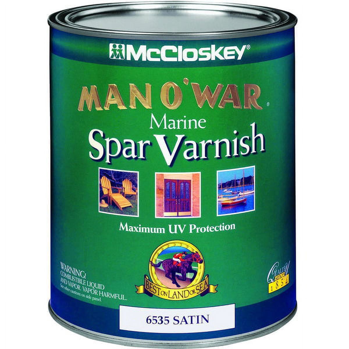 1 PC,McCloskey 6535 Man O'War Marine Spar Varnish, Satin, 1 Quart