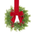 thumbnail image 1 of 1 PC Mini Christmas Kitchen Cabinet Wreath, Faux Norfolk Pine with Red Berries & Red Ribbon Bow, Small Xmas Artificial Wreath Decoration for Festival Home Table Centerpiece Front Door Decor, 1 of 4