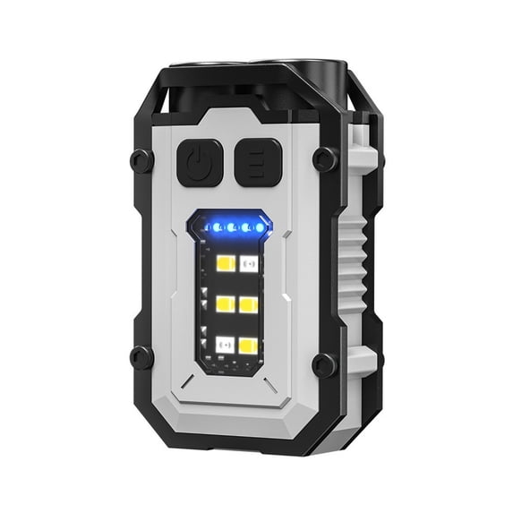 1 PC Mini Keychain Flashlight with Clip High USB Rechargeable with COB Side Light Battery Display, 7 Modes, Suitable for Night Work Camping Hiking Dog Walking Gift